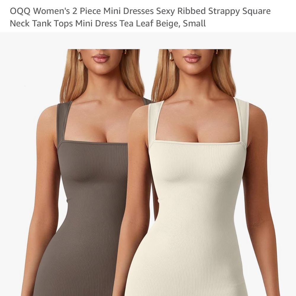 Amazon Women's Mini Dress Set - Brown and Cream